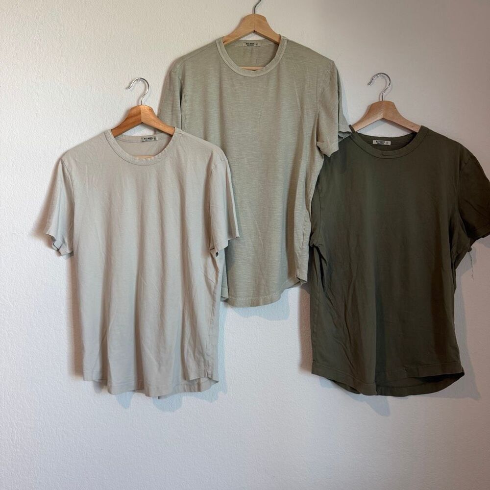Buck Mason Set of 3 Short Sleeve Curved Hem Slub T-Shirt Men's Size Medium